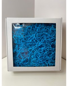 Подарочная коробка с окном белая с голубым наполнителем 25 25 10 korob_0909 Dreams