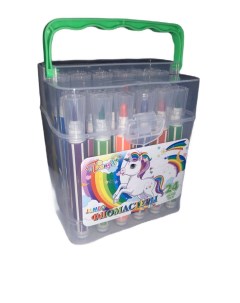 Набор фломастеров TZ_TD 6875 24 цвета полосатый корпус в пластиковом кейсе с ручкой Tongdi