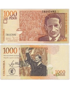 Подлинная банкнота 1000 песо Колумбия 2016 г в Купюра в состоянии UNC без обращения Nobrand
