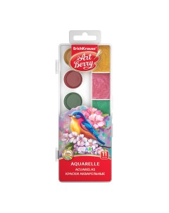 Краски акварельные Pearl с УФ защитой яркости 11 цветов с увеличенными кюветами Artberry