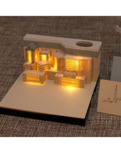 3D блок для заметок Город с подсветкой 170 листов высота 4 5см ширина 8см Calligrata