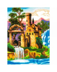 Набор для вышивания мулине Замок у водопада 30х40 см арт 0279 Нитекс