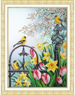 Набор для вышивания бисером Цветы весны 28х38 см арт Б 1296 Паутинка