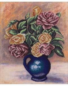 Набор для вышивания Розы в синей вазе 24х28 см арт C 1686 Panna