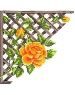 Набор для вышивания мулине Ветвистая желтая роза 32х32 см арт 0249 Нитекс