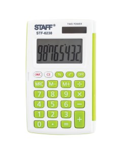 Калькулятор STF 6238 зеленый 8 разрядов двойное питание 104х63 мм на блистере Staff