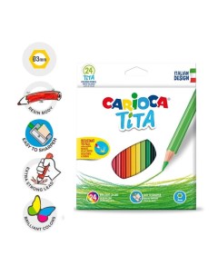 Карандаши 24 цвета Tita яркий ударопрочный грифель 3 0 мм шестигранные Carioca