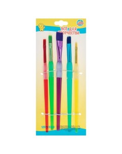 Набор кистей нейлон 5 шт с цветными ручками с резиновыми держателями Sima-land