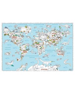 В мире динозавров Карта Раскраска 101x69 Геодом
