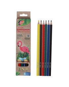 Цветные карандаши 6 цветов ZOO пластиковые шестигранные Луч