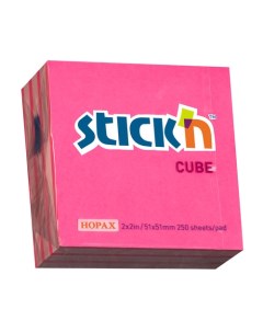 Упаковка блоков самоклеящихся 21338 51x51 250л 2 цв неон пастель розовый 48шт Stick`n