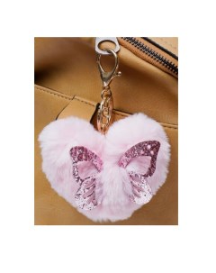 Брелок Пушистик Розовая бабочка на сердце с блестками нежно розовый 7338654 Кнр
