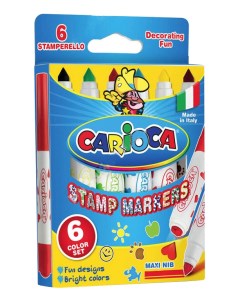 Фломастеры Stamp Markers 6 цветов Carioca