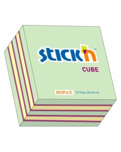Упаковка блоков самоклеящихся 21342 76x76 400 л 3 цв неон пастель зеленый Stick`n