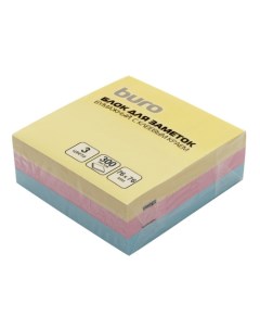 Упаковка блоков самоклеящихся 76x76 300 л 3 цв пастель Buro