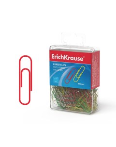 Скрепки металлические с виниловым покрытием цветные 28мм пластиковая коробка Erich krause
