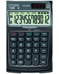 Калькулятор WR 3000 12 разрядов двойное питание 152x106 мм Citizen