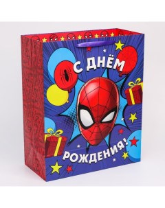 Пакет ламинированный вертикальный С Днем рождения Человек паук 40х49х19 см Marvel