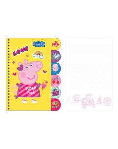 Блокнот Свинка Пеппа с цветными разделителями 60 листов Peppa pig