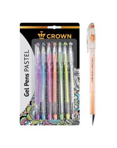 Набор гелевых ручек 0 8 мм 7 цветов Hi Jell Pastel блистер Crown