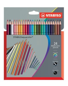 Цветные карандаши акварельные Aquacolor 24 цвета Stabilo