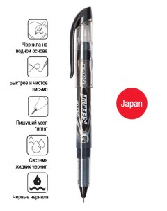 Ручка роллер на водной основе 0 5мм Needle черная Penac
