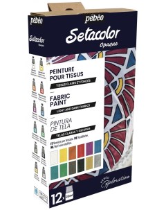 Декор Setacolor Shimmer для темных и светлых тканей 12 цветов 20 мл мерцающие Pebeo