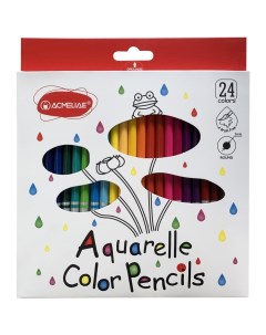 Набор акварельных цветных карандашей 24 цвета кисточка Acmeliae