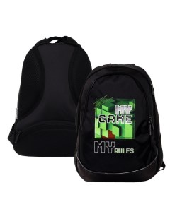 Рюкзак школьный Sreet Pixels 42 х 30 х 20 см эргономичная спинка чёрный зелёный Hatber