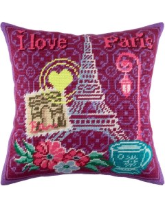 Набор для вышивания крестом подушки Париж люблю тебя V175 40x40 см от Чарівниця