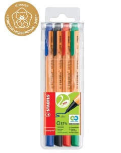 Капиллярная ручка 0 8мм Greenpoint 4 цвета Stabilo