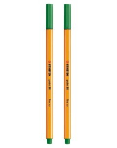 Капиллярная ручка линер для скетчинга 0 4мм Point 88 зеленая 2шт Stabilo