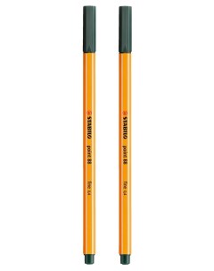Капиллярная ручка линер для скетчинга 0 4мм Point 88 темно зеленый 2шт Stabilo