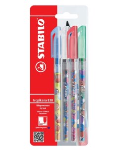 Ручка шариковая с маслянными чернилами 0 38мм Tropikana 4 цвета Stabilo