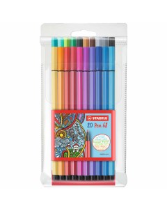 Фломастеры смываемые Pen 68 20 цветов Stabilo