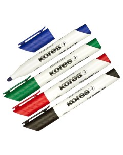 Набор маркеров для досок с губкой 3 мм 4 штуки Kores