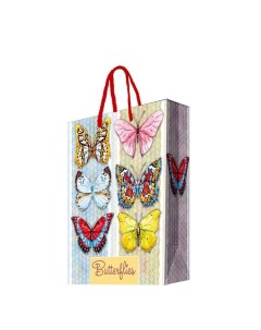 Пакет подарочный бумажный Тропические бабочки 26х32 см с ламинацией Феникс present