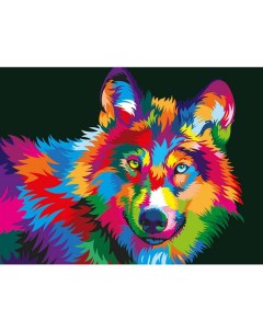 Картина по номерам Глазами волка ME1145 Цветной мир ярких идей
