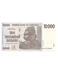 Подлинная банкнота 10000 долларов 10 тысяч Зимбабве 2008 г в UNC без обр Nobrand
