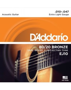 Струны для акустической гитары DAddario EJ10 D`addario