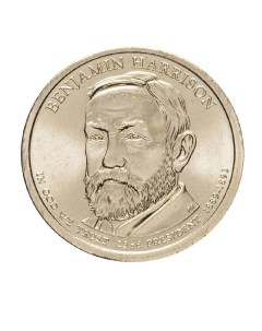 Памятная монета 1 доллар Бенджамин Гаррисон Президенты США 2012 г Nobrand