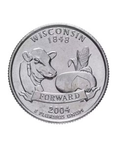 Памятная монета 25 центов квотер Штаты и территории Висконсин США 2004 г в без обр Nobrand