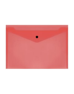 Папка конверт на кнопке А4 150мкм пластик прозрачная красная ММ 32275 Стамм