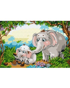 Картина по номерам Слоны в джунглях Molly