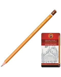 Набор чернографитных карандашей в железной упаковке 1500 Graphic 5B 5H 12 шт Koh-i-noor