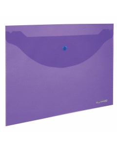 Папка конверт с кнопкой А4 до 100 листов прозрачная фиолетовая 0 18 мм 228669 Юнландия