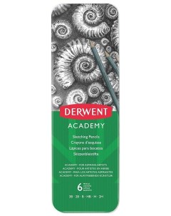 Набор чернографитных карандашей Academy Sketching 6 штук Derwent