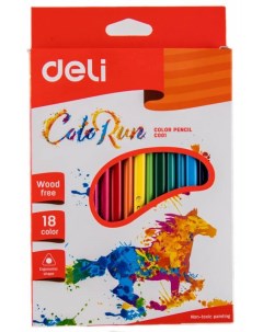 Карандаши цветные ColoRun EC00110 пластик 18цв Deli