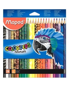 Цветные карандаши декорированные Color Peps Animals 24 цвета Maped