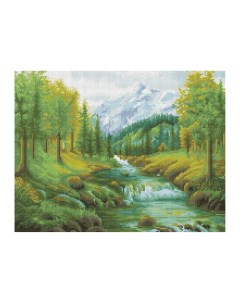 Алмазная мозаика Горная река 40 50см холст на деревянном подрамнике кар Три совы